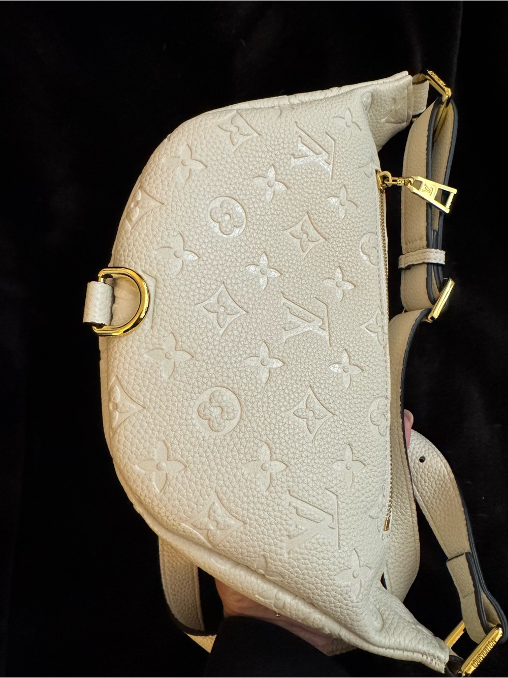Louis Vuitton Style Cream Embossed Monogram Belt Bag Bum Bag VGUC - Picture 6 of 11
